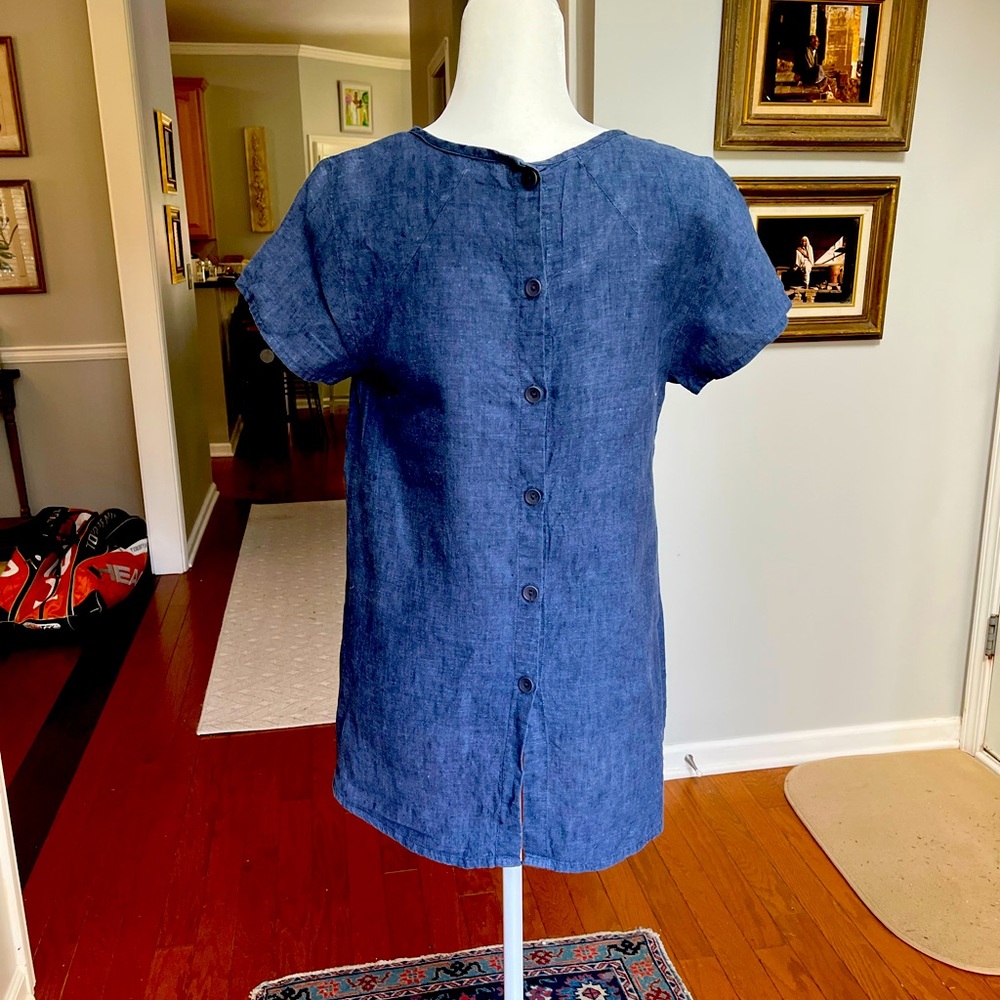 Flax linen navy blue bottom up back top